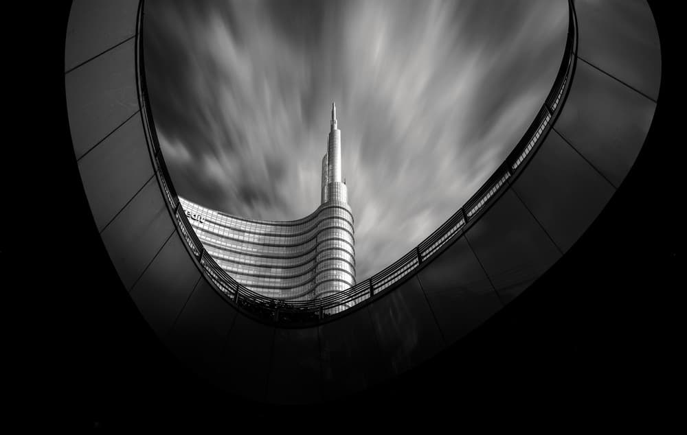 Dynamic City Spire by Domenico Montemagno — canvas wall art