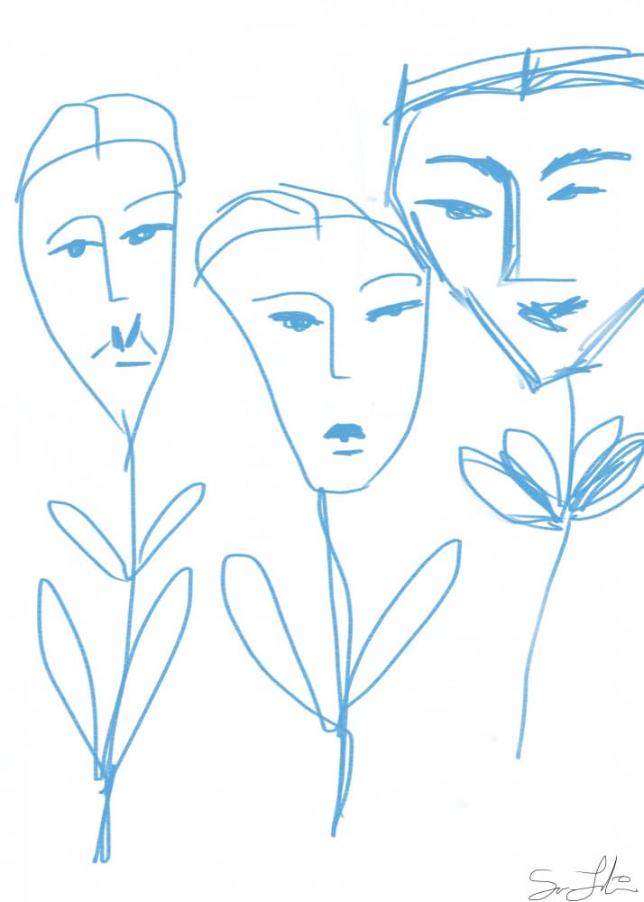 Serene Blue Faces by Sanna Jarlelind — canvas wall art