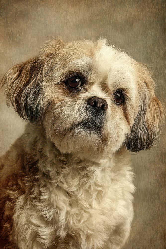Gentle Shih Tzu Portrait by Rafal Kulik — canvas wall art