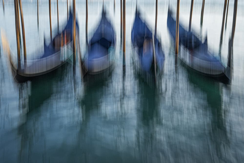 Blurred Venetian Gondolas by Linda Wride — canvas wall art