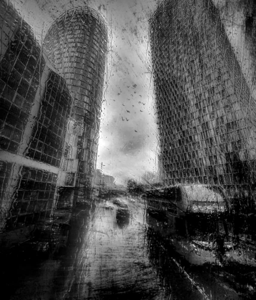 Moody City Rain by Robert Fabrowski — canvas wall art