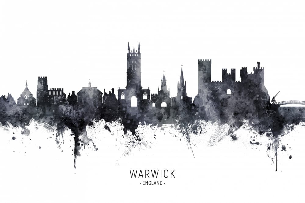 Warwick England Skyline by Michael Tompsett — canvas wall art