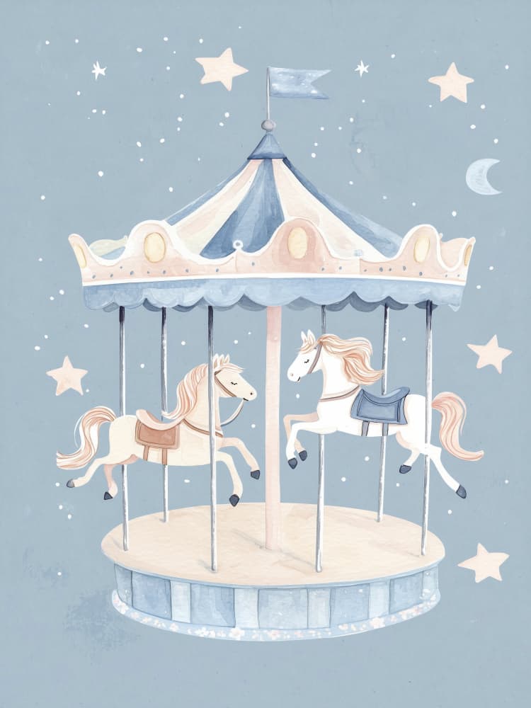 Dreamy Carousel Ride by Treechild — canvas wall art
