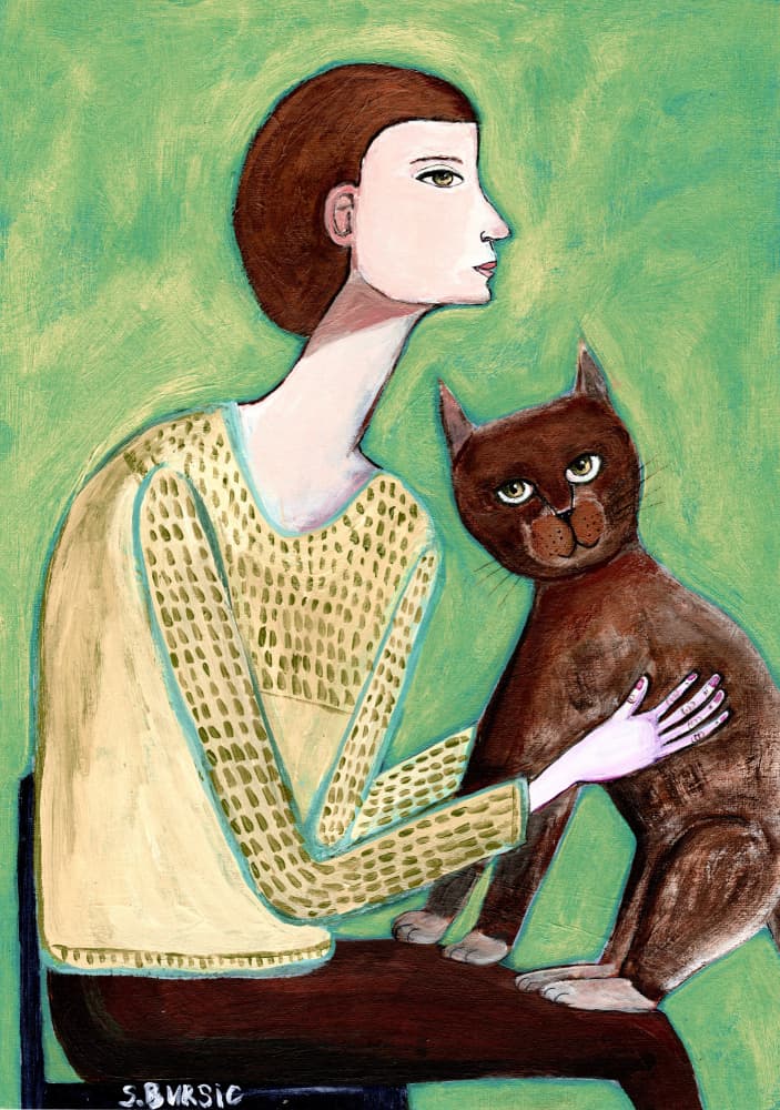Quiet Woman Cat by Sharyn Bursic — canvas wall art