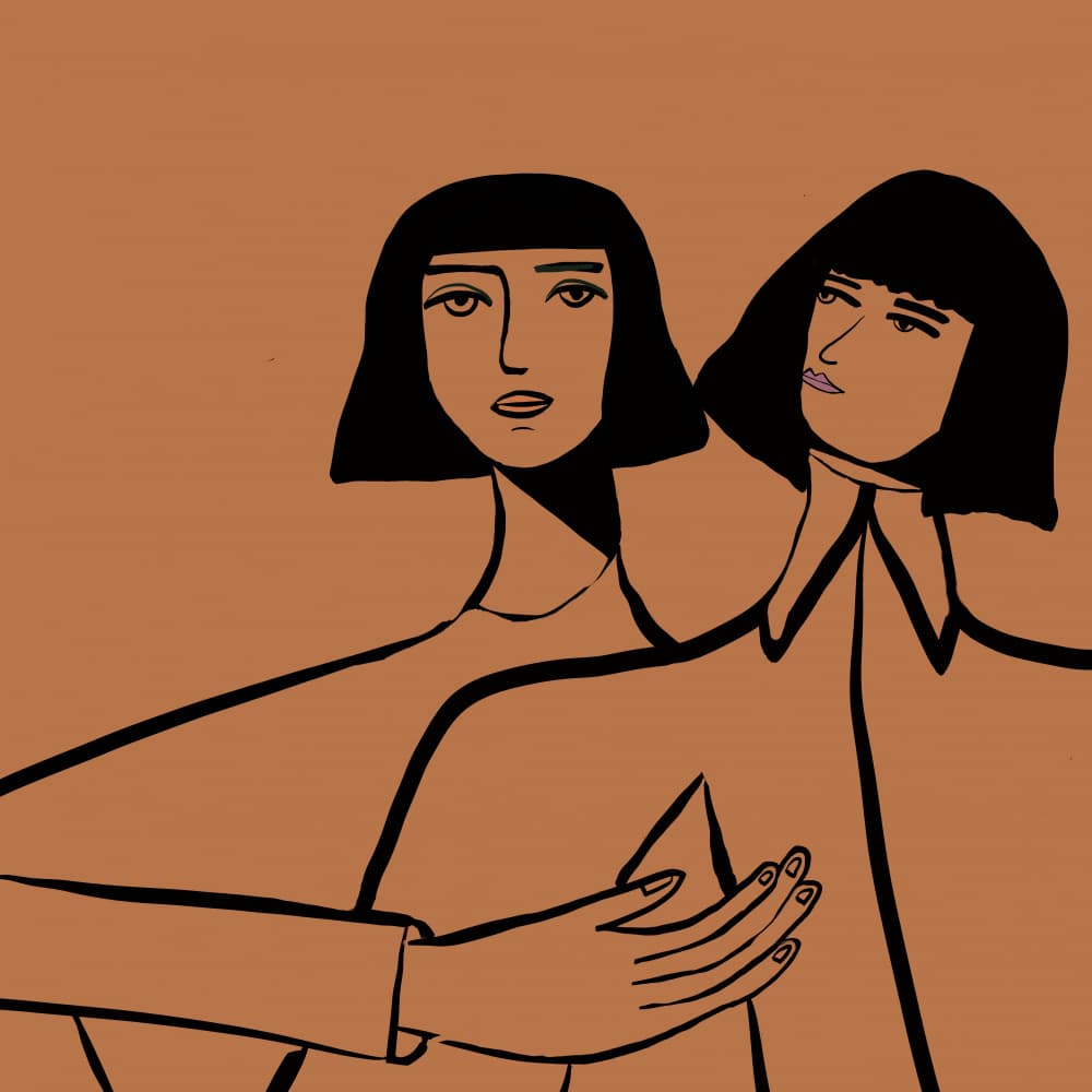 Elegant Women Embrace by Sharyn Bursic — canvas wall art