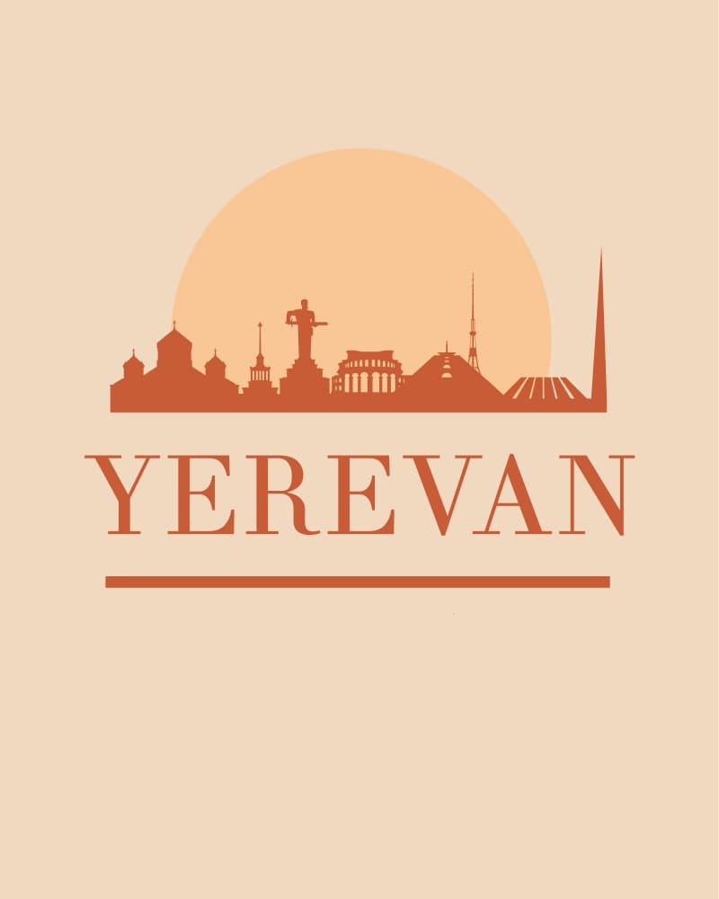 Yerevan Sunset Skyline by Emiliano Deificus — canvas wall art