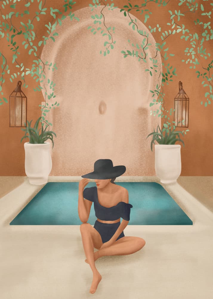 Moroccan Poolside Chic by Nadjaa — canvas wall art