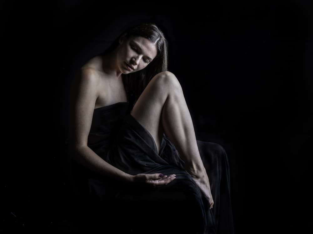 Pensive Draped Woman by Sam SDFMedia — canvas wall art