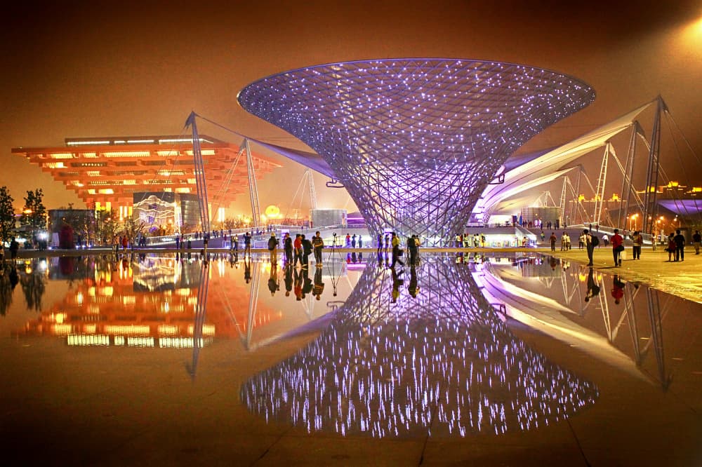 Vibrant Night Architecture by Angela Muliani Hartojo — canvas wall art