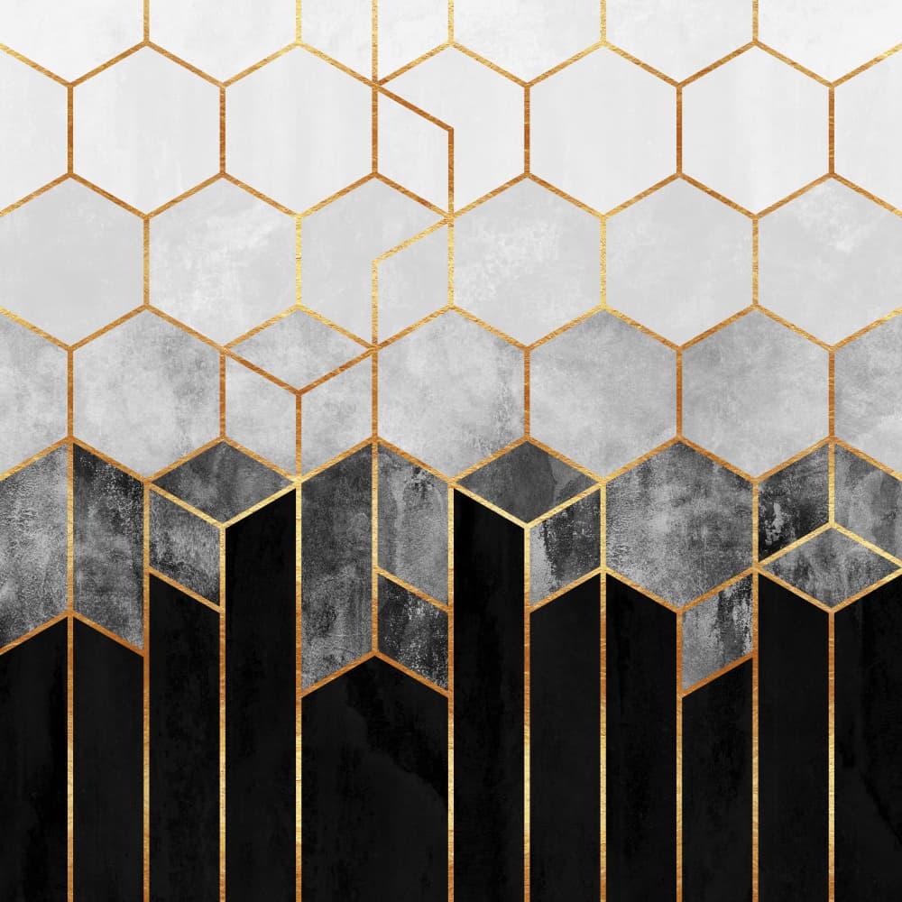 Gradient Gold Hexagons by Elisabeth Fredriksson — canvas wall art