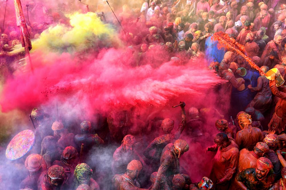 Vibrant Holi Celebration by Shaibal Nandi — canvas wall art
