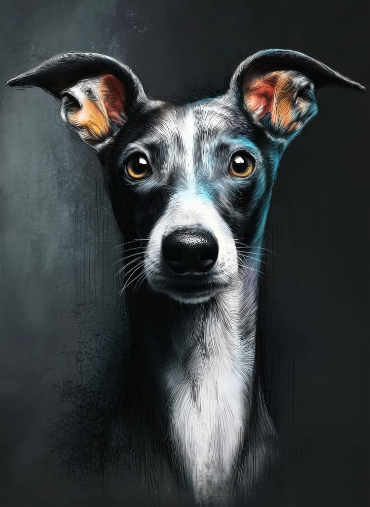 Curious Whippet Gaze by Justyna Jaszke — canvas wall art