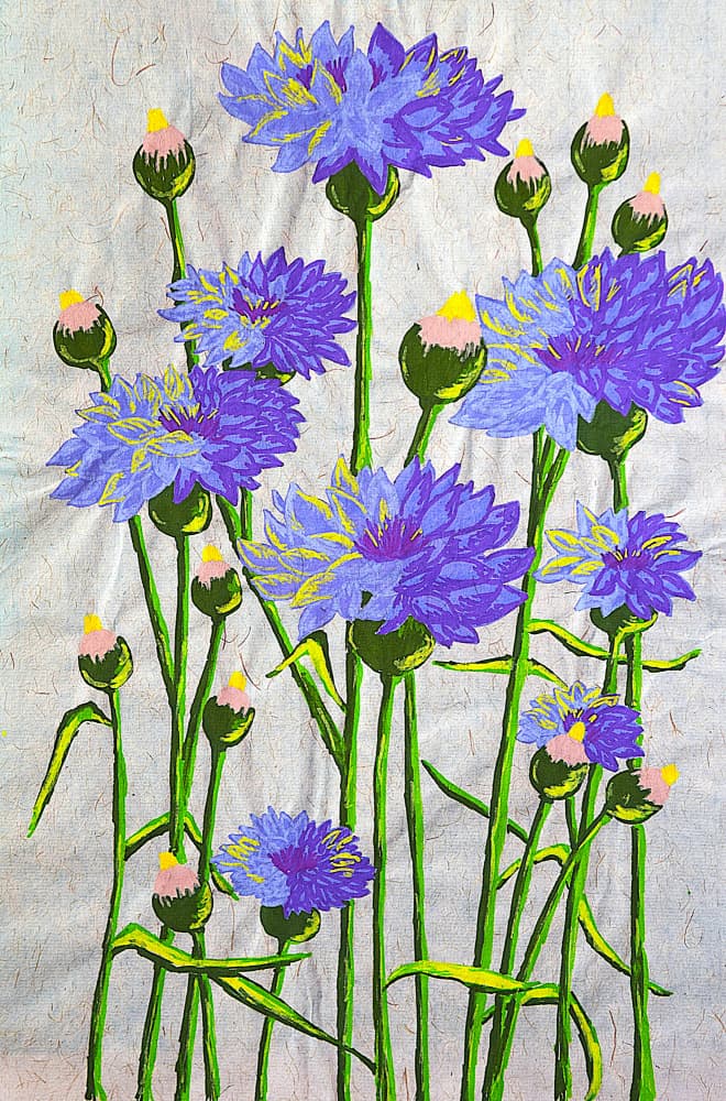 Vibrant Blue Cornflowers by Viktoriia Saunina — canvas wall art