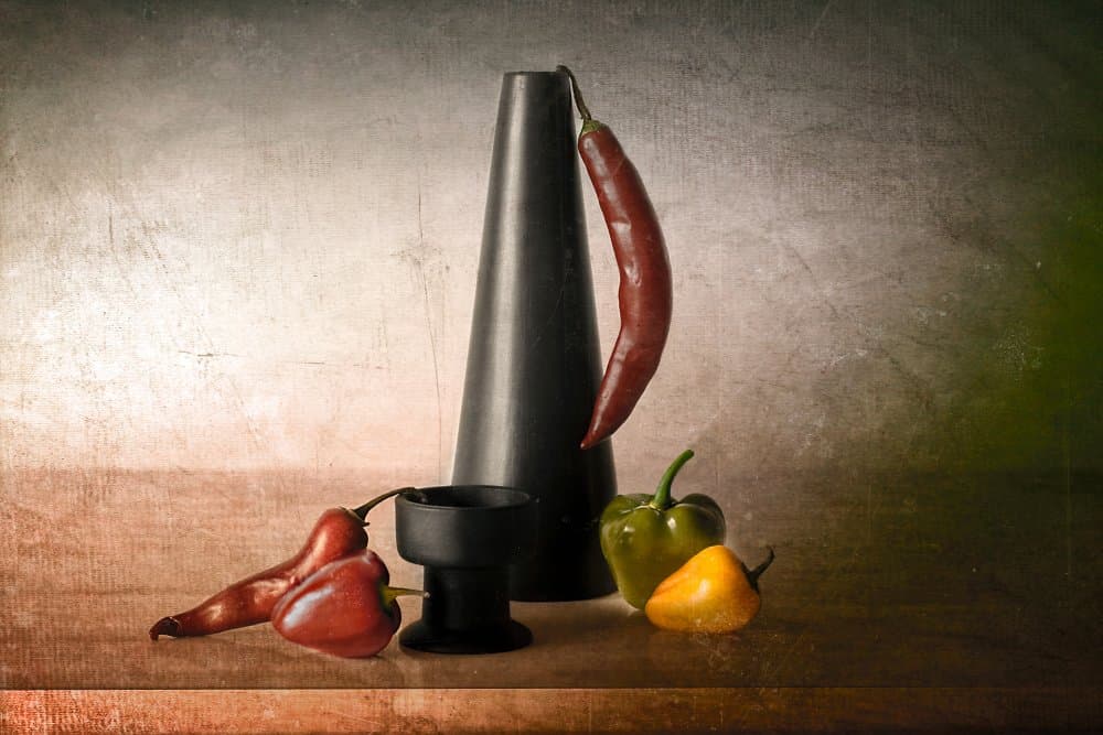 Rustic Pepper Still Life by Elena Arjona — canvas wall art