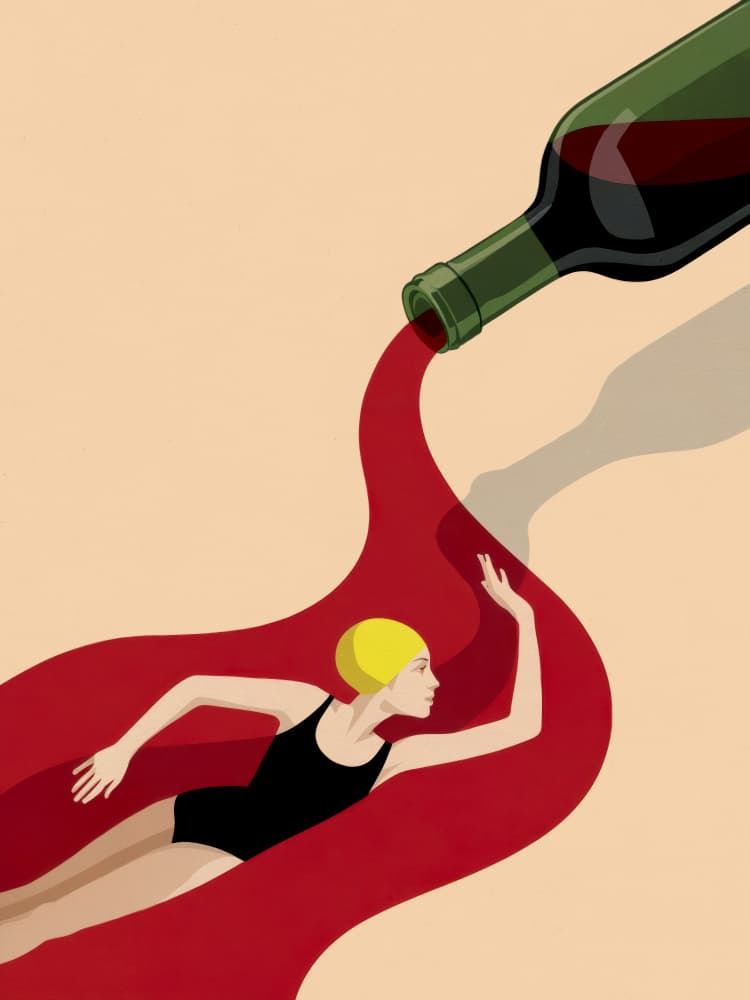 Red Wine Swimmer by Andreas Magnusson — canvas wall art