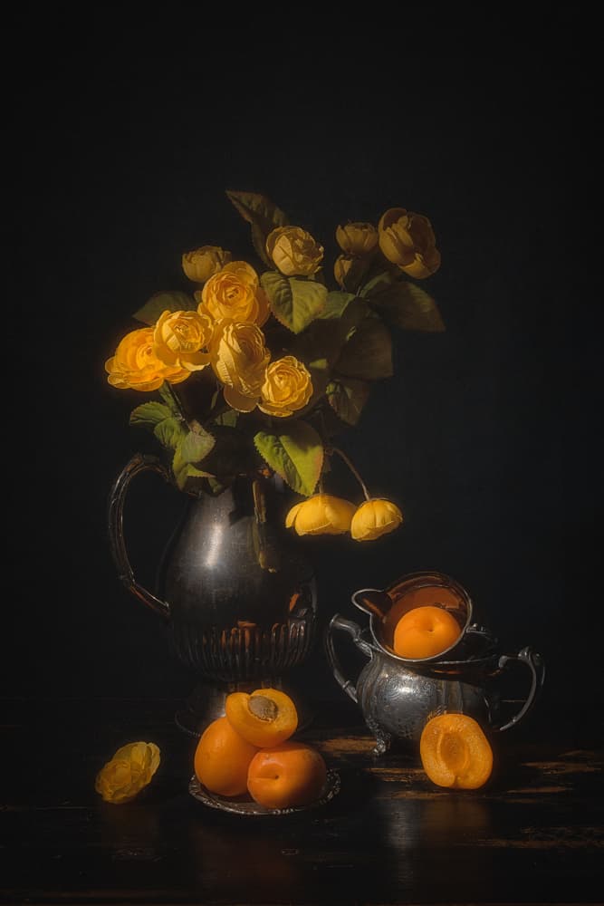 Golden Roses and Apricots by Lydia Jacobs — canvas wall art
