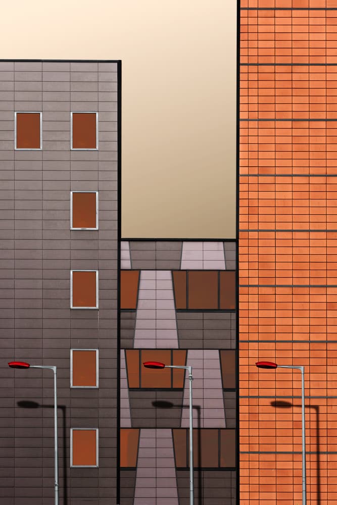 Geometric City Facades by Tomasz Buczkowski ( Tomush ) — canvas wall art