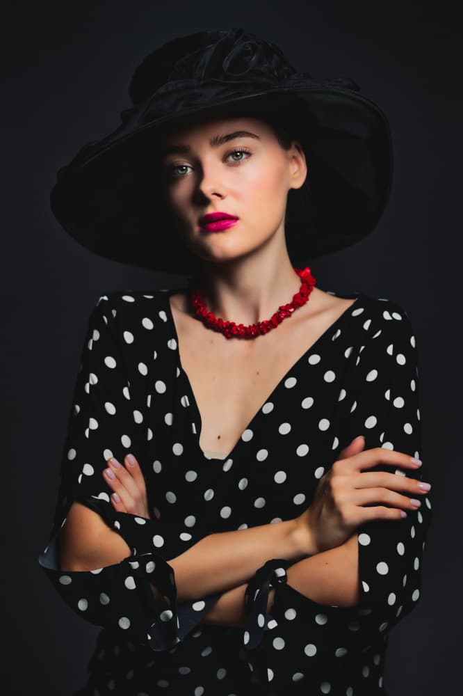 Chic Lady Black Hat by Offer Ellbogen — canvas wall art