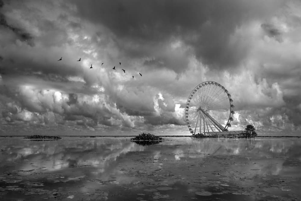 Dramatic Ferris Wheel Reflection by boonlertro — canvas wall art