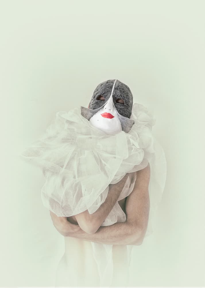 Serene Masked Portrait by Babak Haghi — canvas wall art