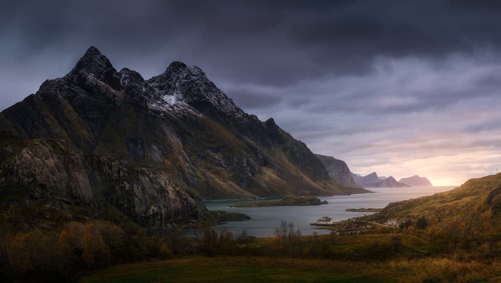 Dramatic Fjord Sunset by SANDEEP MATHUR — canvas wall art