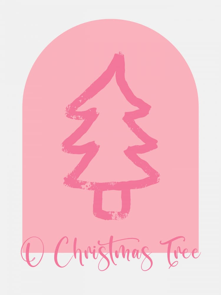Festive Pink Christmas Tree by Jolly and Dash — canvas wall art