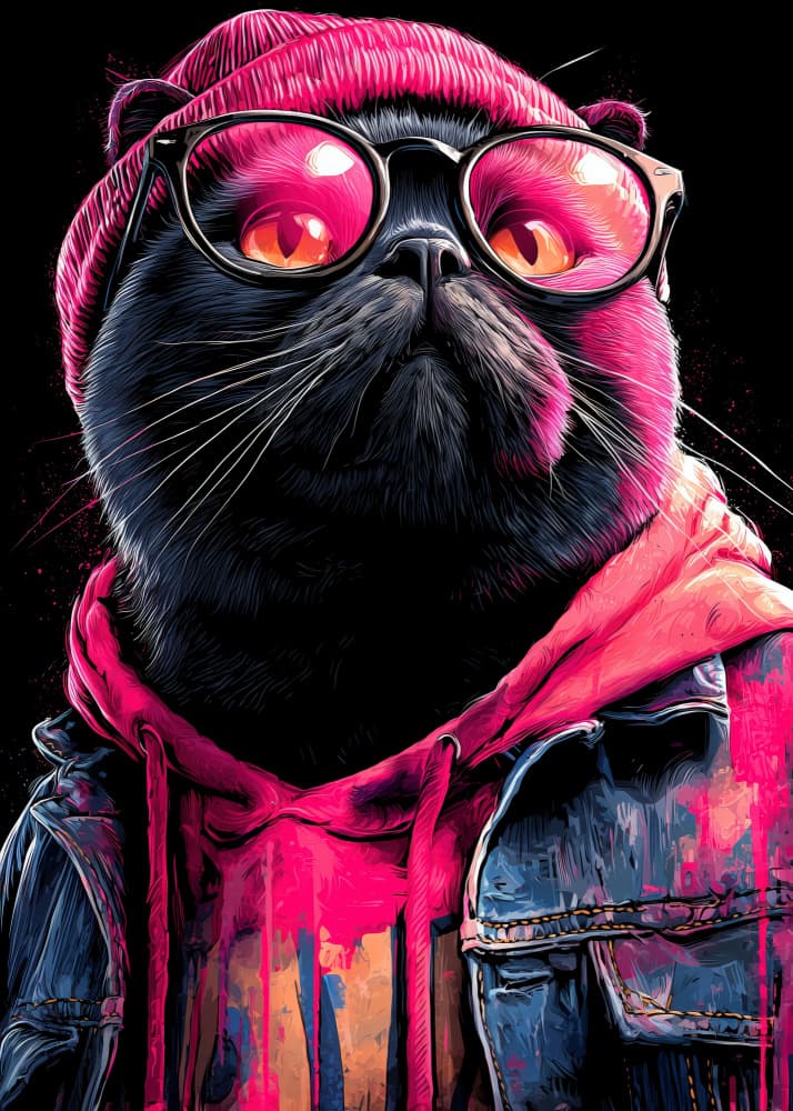 Pink Cat Street Style by Justyna Jaszke — canvas wall art