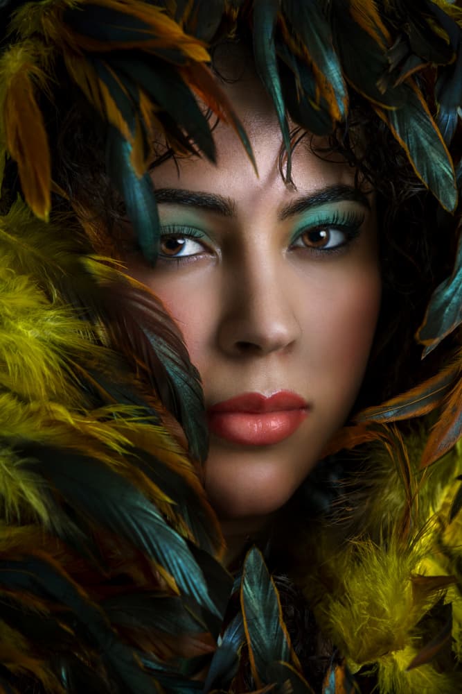 Feathered Beauty Portrait by Hardik Pandya — canvas wall art