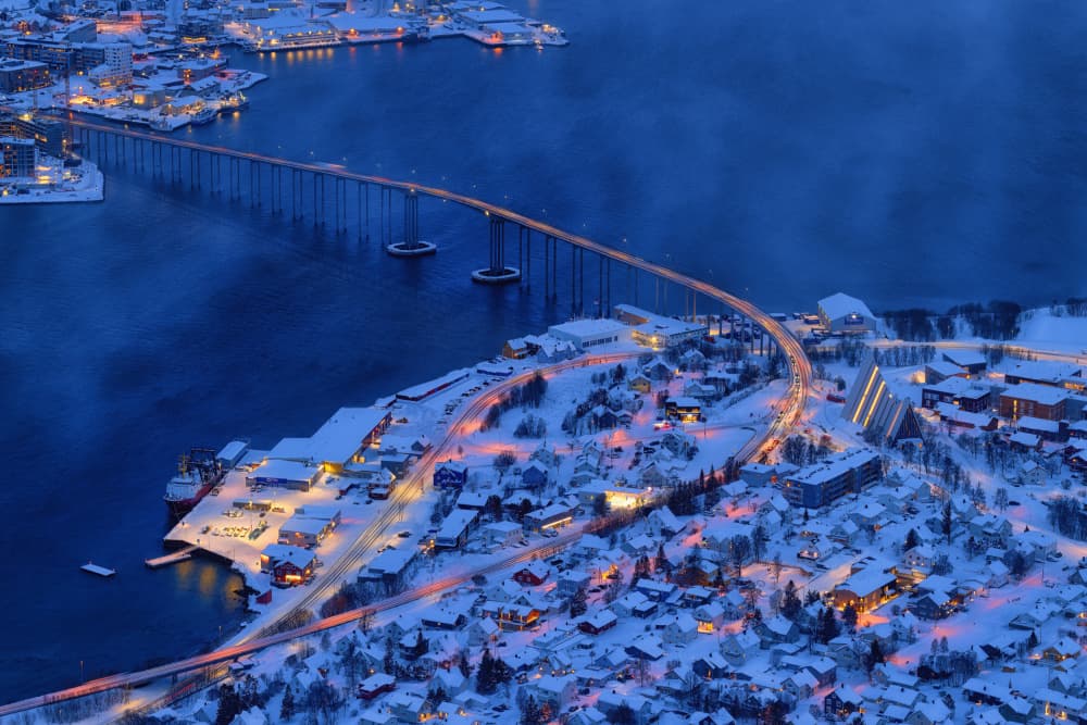 Winter City Bridge View by Michael Zheng — canvas wall art