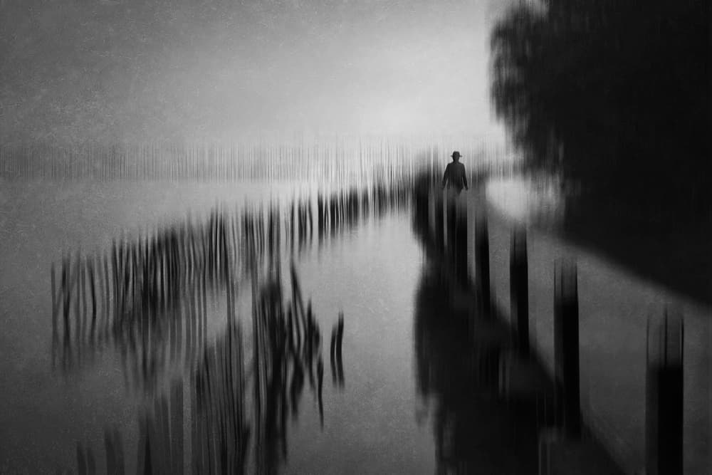Solitary Man Water Walk by Ekkachai Khemkum — canvas wall art