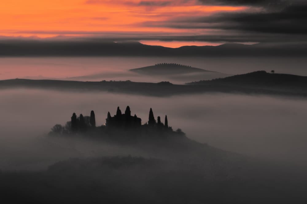 Misty Hilltop Villa by Fabrizio Massetti — canvas wall art