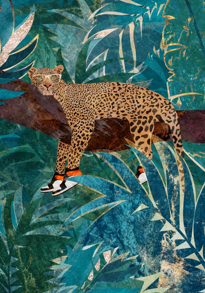 Cool Jungle Leopard by Sarah Manovski — canvas wall art
