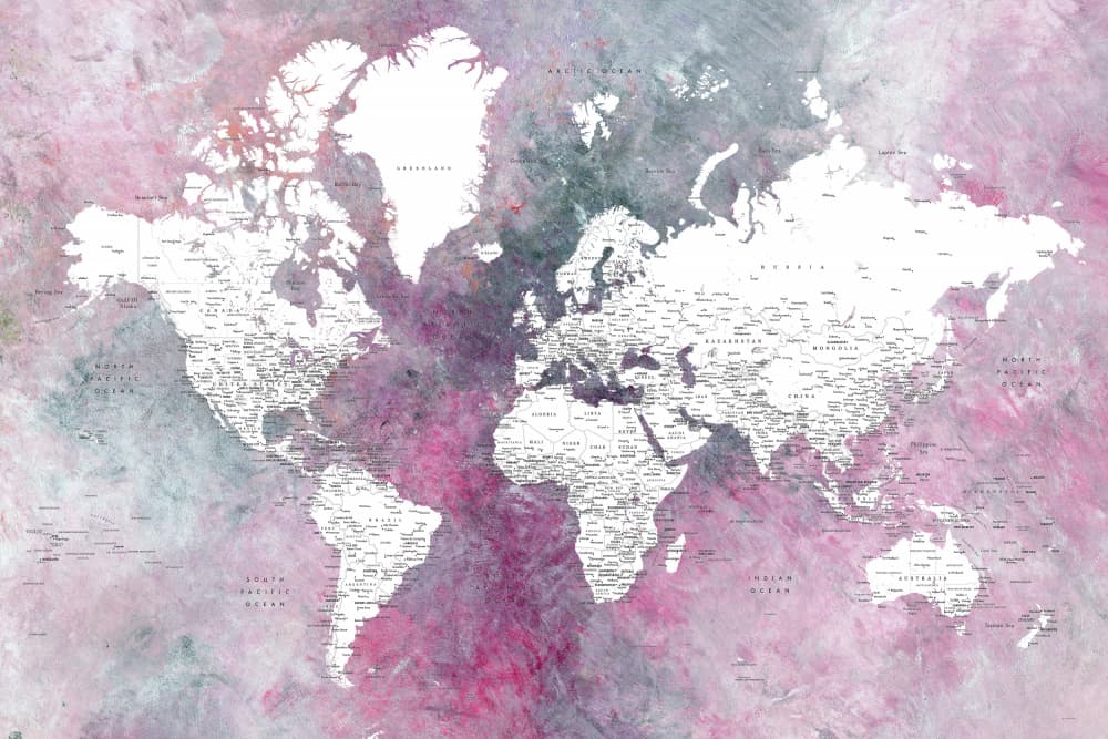 Vibrant Abstract World Map by Rosana Laiz Blursbyai — canvas wall art