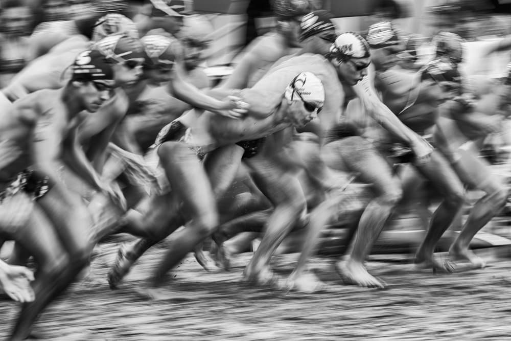 Dynamic Swim Start by Domenico Montemagno — canvas wall art