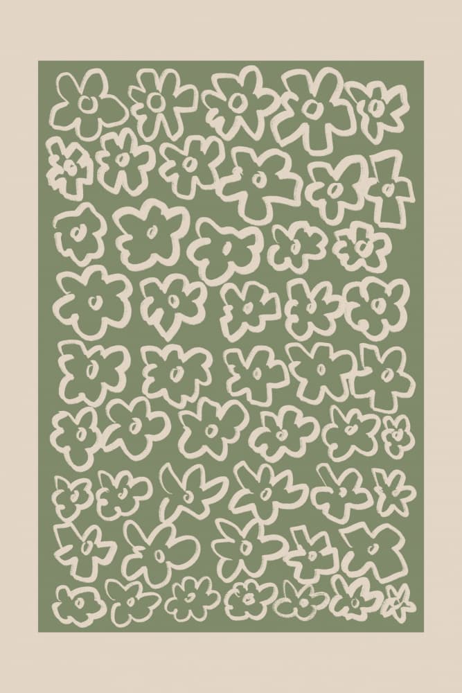 Green Floral Pattern by Melloi Art Prints — canvas wall art