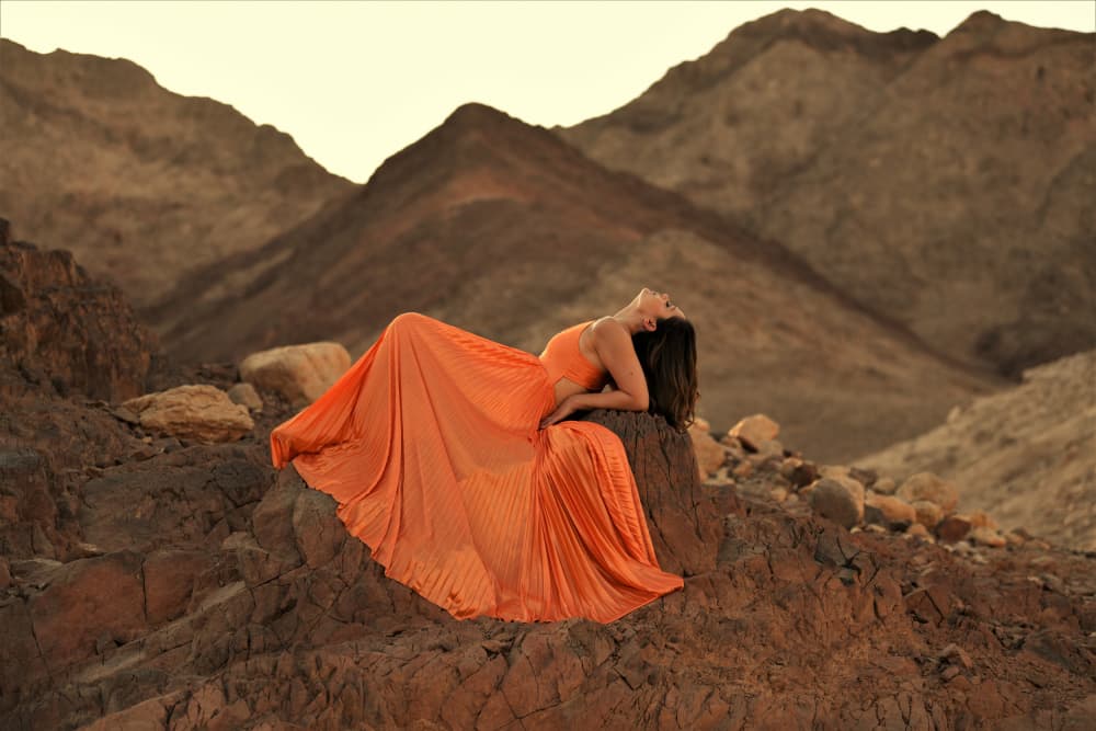 Orange Dress Desert Majesty by Yoram GIL — canvas wall art