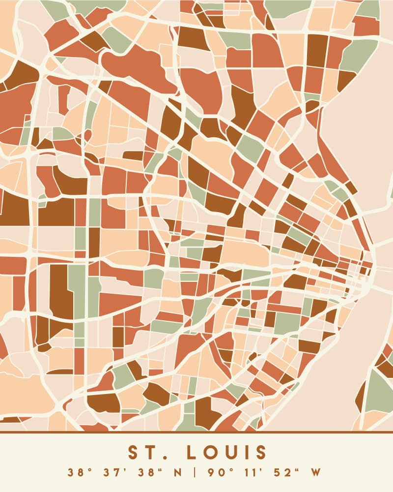 Geometric St. Louis Map by Emiliano Deificus — canvas wall art