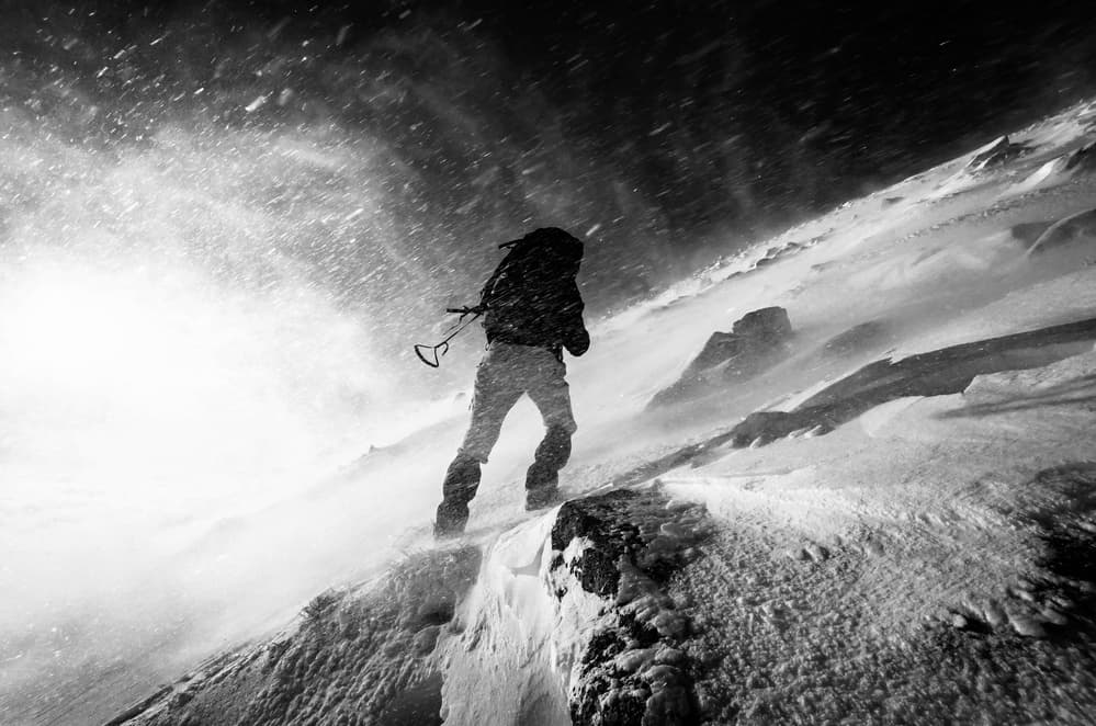 Blizzard Mountain Climber by Marian Krivosik — canvas wall art