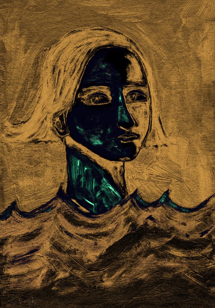 Dark Portrait in Gold by Sharyn Bursic — canvas wall art