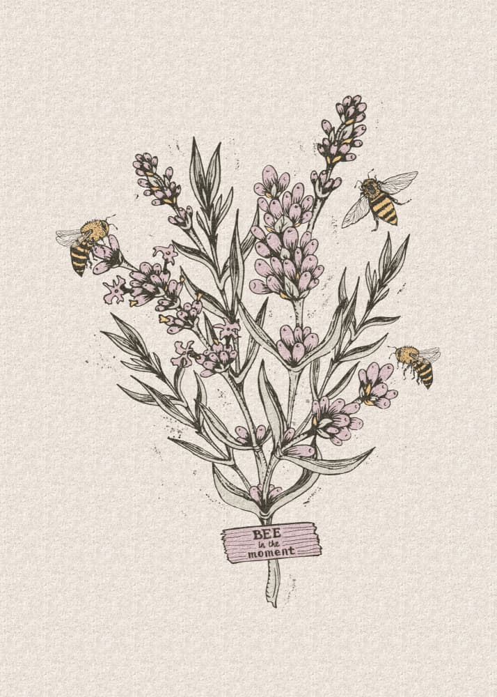 Blooming Lavender Bees by Olena Kovalova — canvas wall art