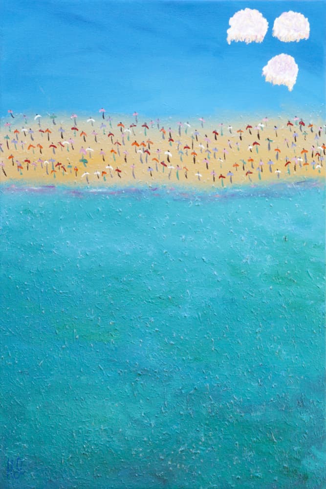 Crowded Summer Beach by Helen Joynson — canvas wall art