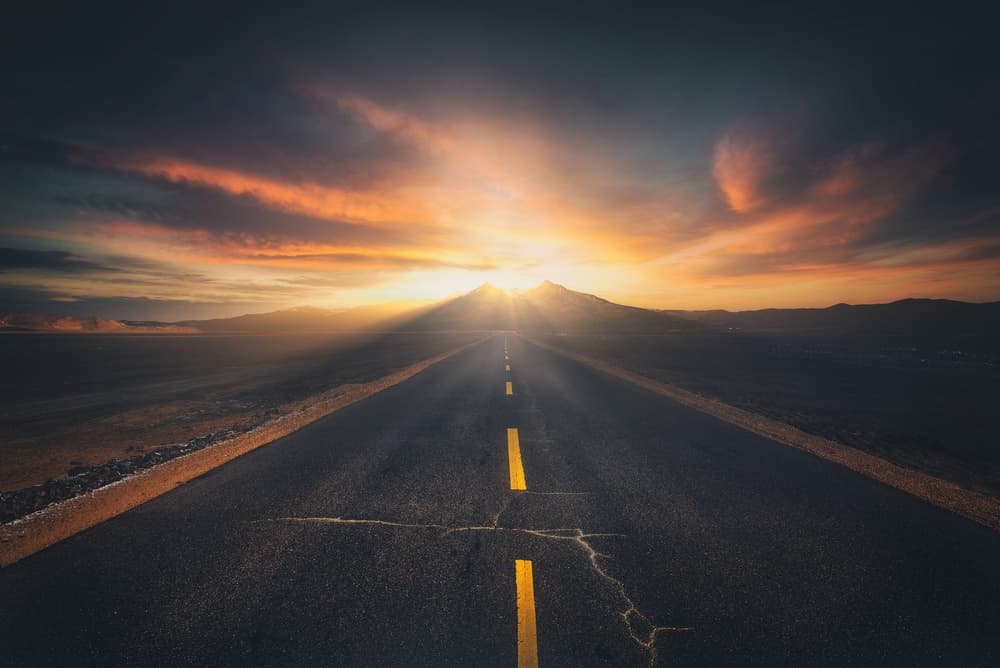 Mountain Road Sunset by Selions（陈磊） — canvas wall art