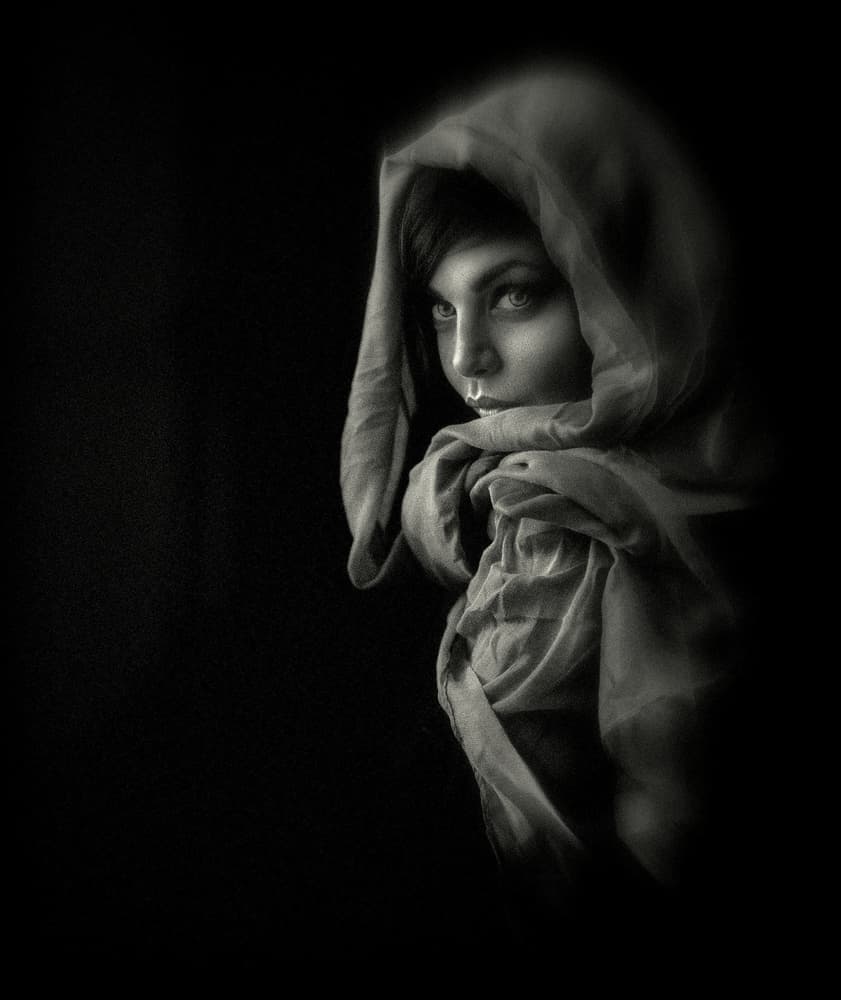 Mysterious Veiled Woman by DAVID MINSTER — canvas wall art