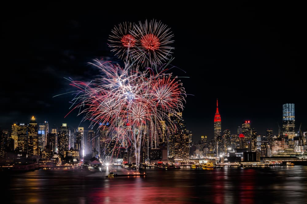 Fireworks Over New York City by Wei (David) Dai — canvas wall art