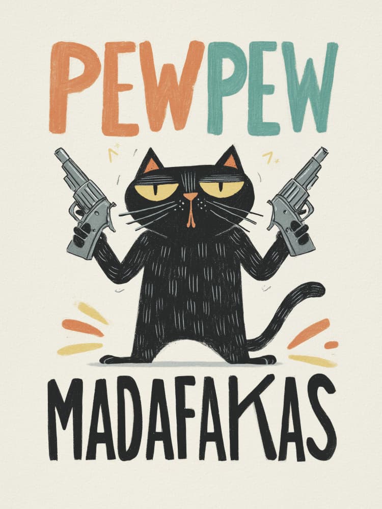 Pew Pew Madafakas Cat by Andreas Magnusson — canvas wall art