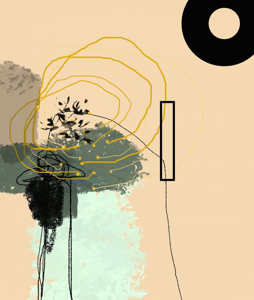 Golden Organic Forms by Pelin Atilla — canvas wall art