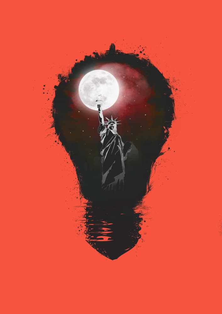 Liberty Moon Bulb by Balazs Solti — canvas wall art