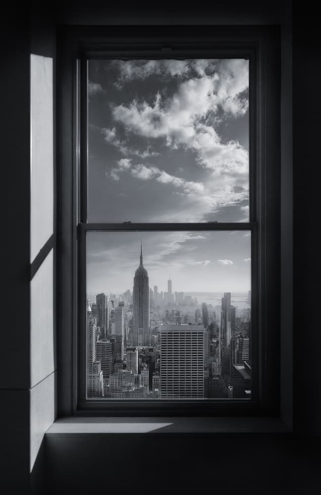 Manhattan Window View by Javier de la Torre — canvas wall art