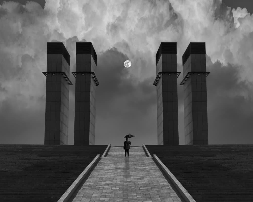 Solitary Figure Under Moon by alizolghadri93 — canvas wall art