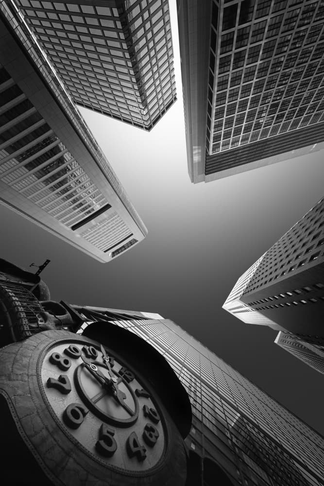 Skyscrapers and Time by Akira TAKAUE — canvas wall art